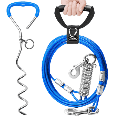 Dog Tie Out Cable and Stake_blue-Supet