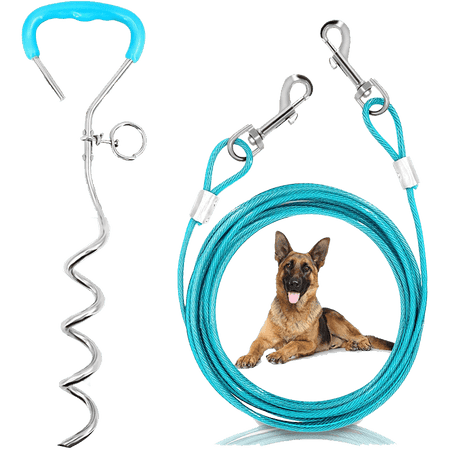 Dog Tie Out Cable and Stake_turquoise-Supet