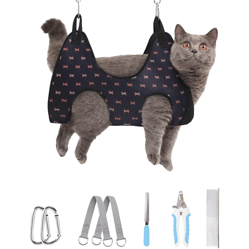 Cat Grooming Hammock_Blackcurrant-Supet