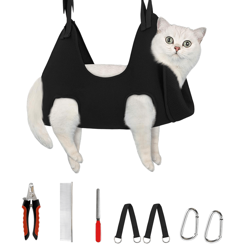 Cat Grooming Hammock_black-Supet