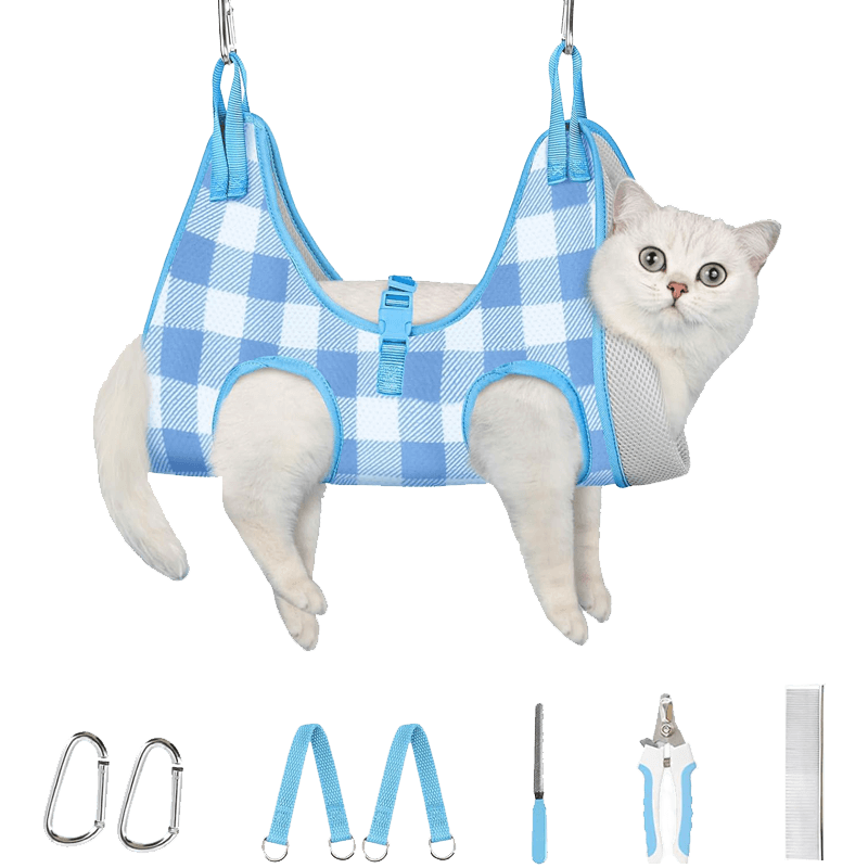 Dog Grooming Hammock_Lattice Blue-supet