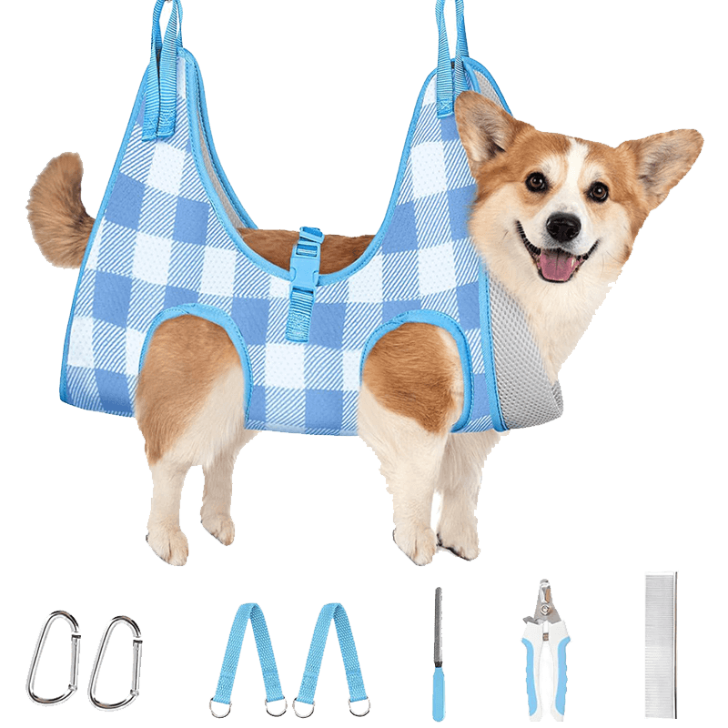 Dog Grooming Hammock_Lattice Blue-supet