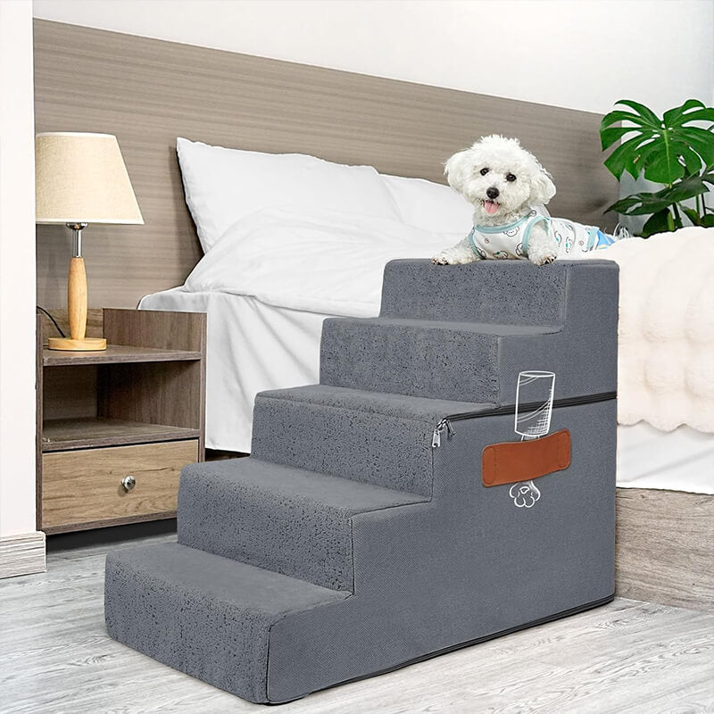 Dog Stairs_Chenille Grey-supet