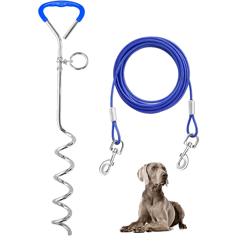 Dog Tie Out Cable and Stake_blue-Supet