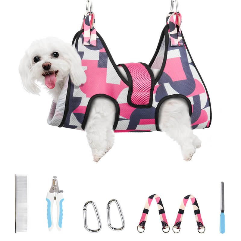 Dog Grooming Hammock_irregular pink-supet